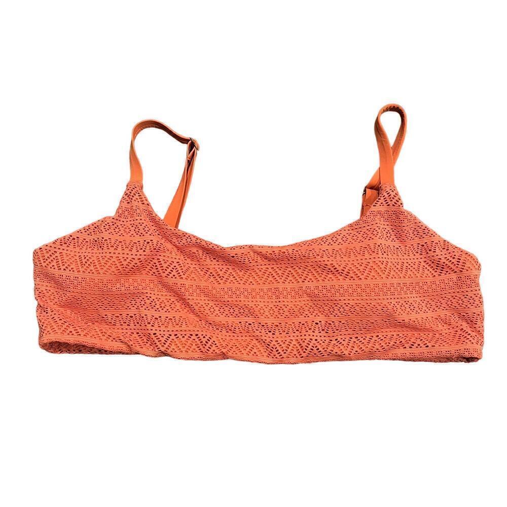 Andie Swim Coral Orange Crochet Lace Detail Bandeau Bikini Top Size XXL
